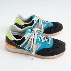 New Balance 574 Womens Sneakers Shoes Blue Orange Black Reflective N Size 10B